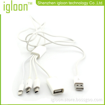Convenient Usb To Lightning Mrcro Usb Mini Usb And Usb Female Cable 100% Copper Wire All In One 
